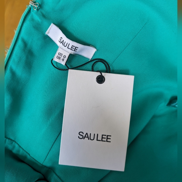 NWT Unique Sau Lee Gia Ruffle Teal Mini Dress | Size 0 - Picture 4 of 8